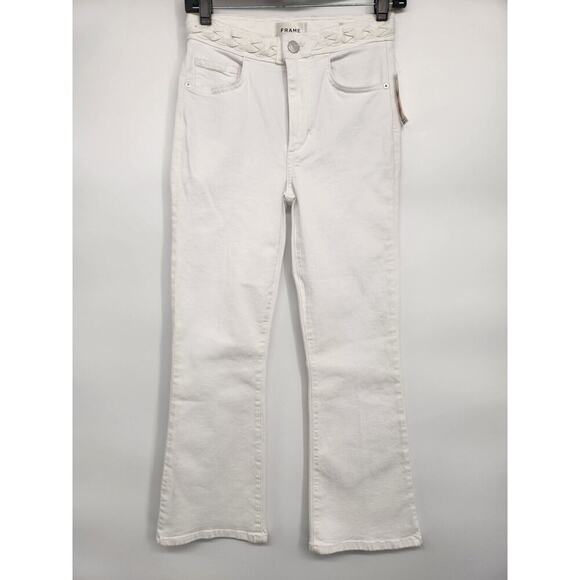 NWD Frame Le Crop Braided Waist Mini Boot Jeans size 24 Blanc #7A401 - Picture 2 of 15